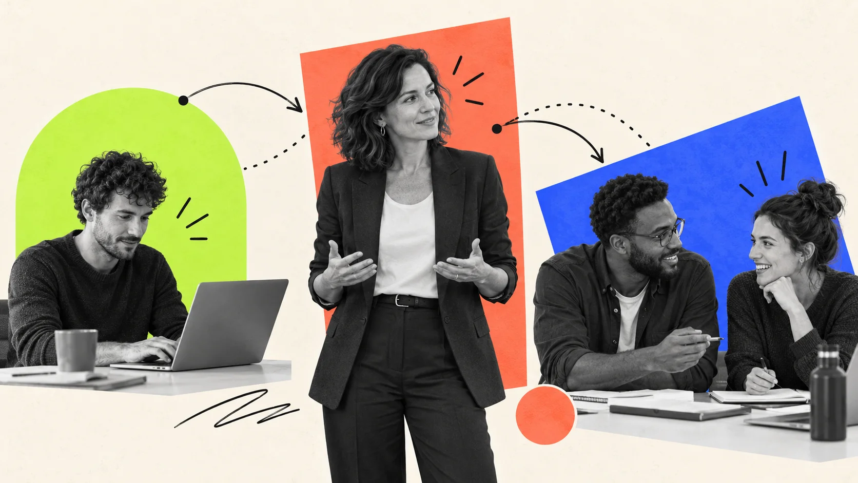 Une manager accompagne des collaborateurs pour transformer les usages individuels de l’IA en efficacité collective.